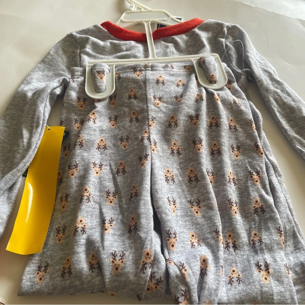 Essentials NWT  Gray Kids Pajama Set with Red Trim